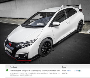 Honda Civic 2015-2017 FK2 Type R Replica Complete Body Styling Kit